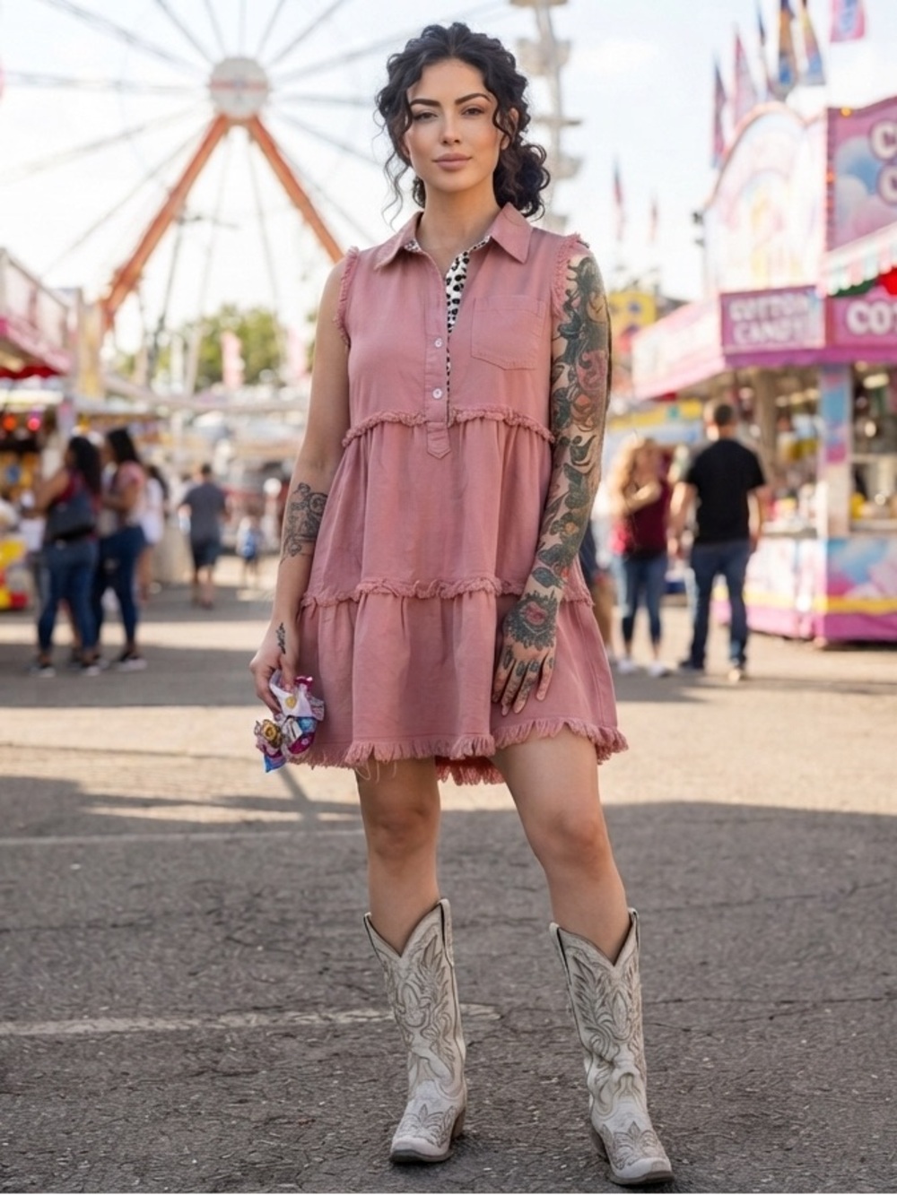 NWOT Umgee Mauve Sleeveless Tiered Collared Mini Dress